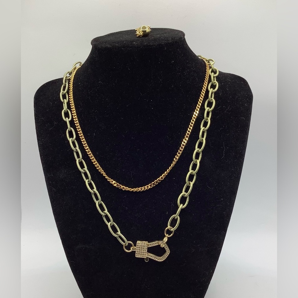Two Strand Gold/Moss “Paisley” Necklace